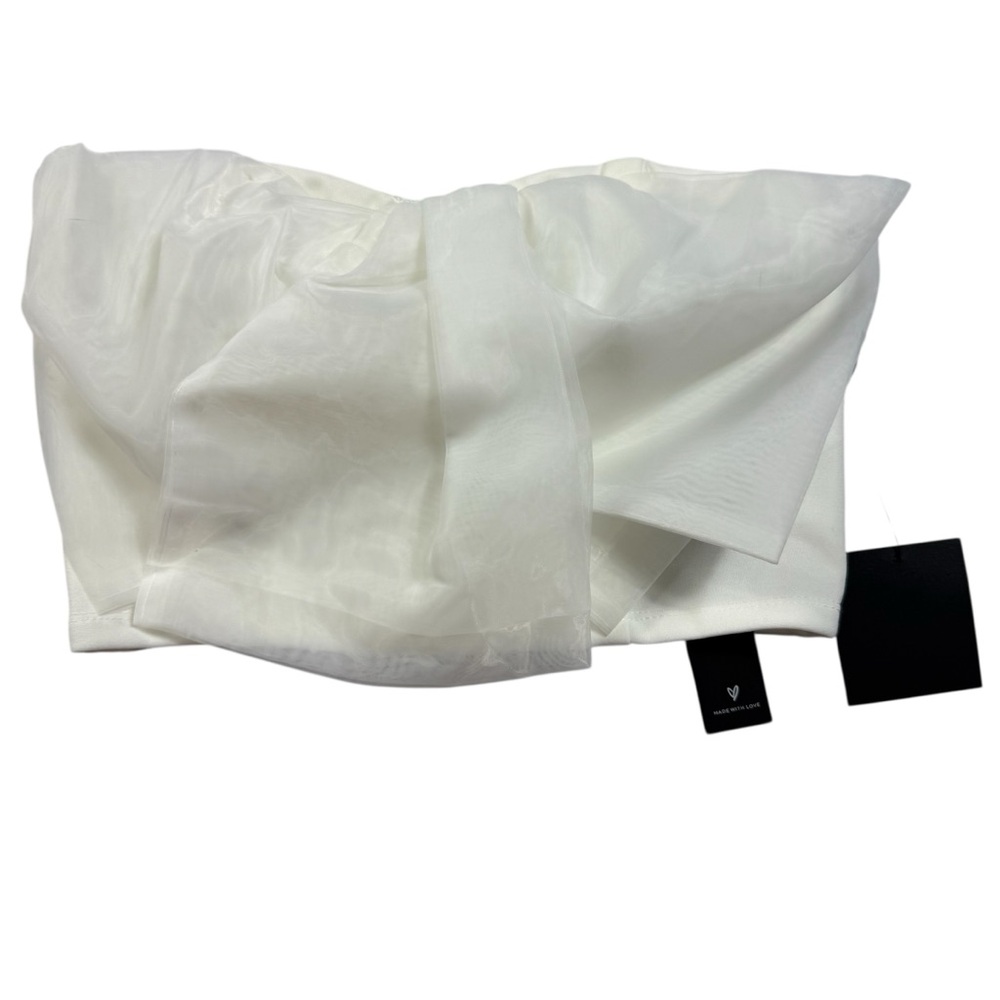 Lulus Exclusive White Organza Bow Strapless Corset Crop Top Women's Size M NWT